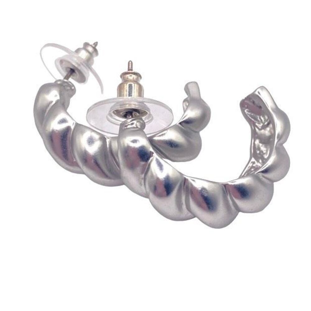 Matte shrimp open hoop earrings
